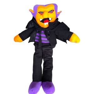 Vintage Dracula Plush Vampire Doll Halloween 22" Stuffed Toy Soft Eyes READ